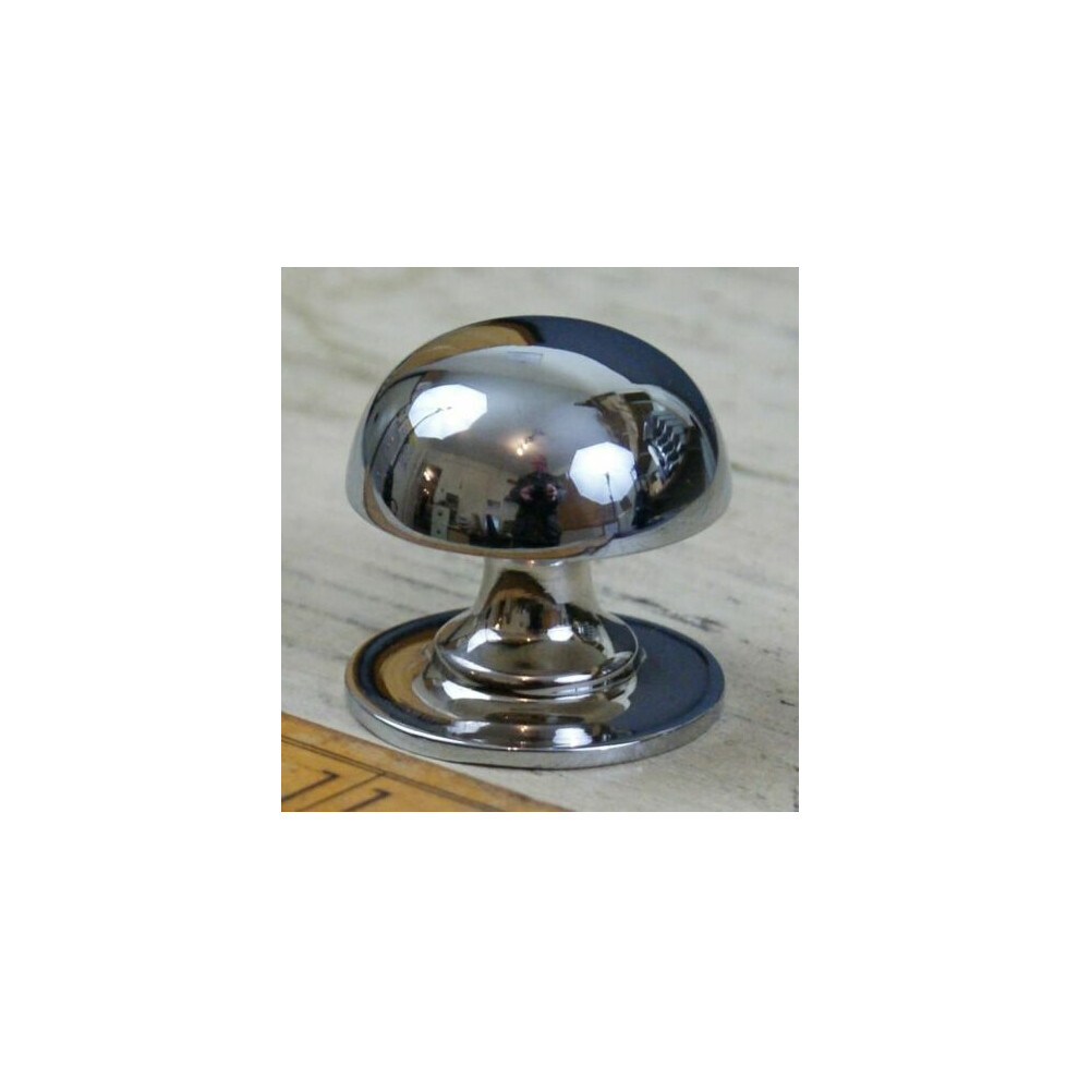 Mushroom Solid Brass Cabinet Knob Polished Chrome 32Mm By Ironmongery World 5057067912826