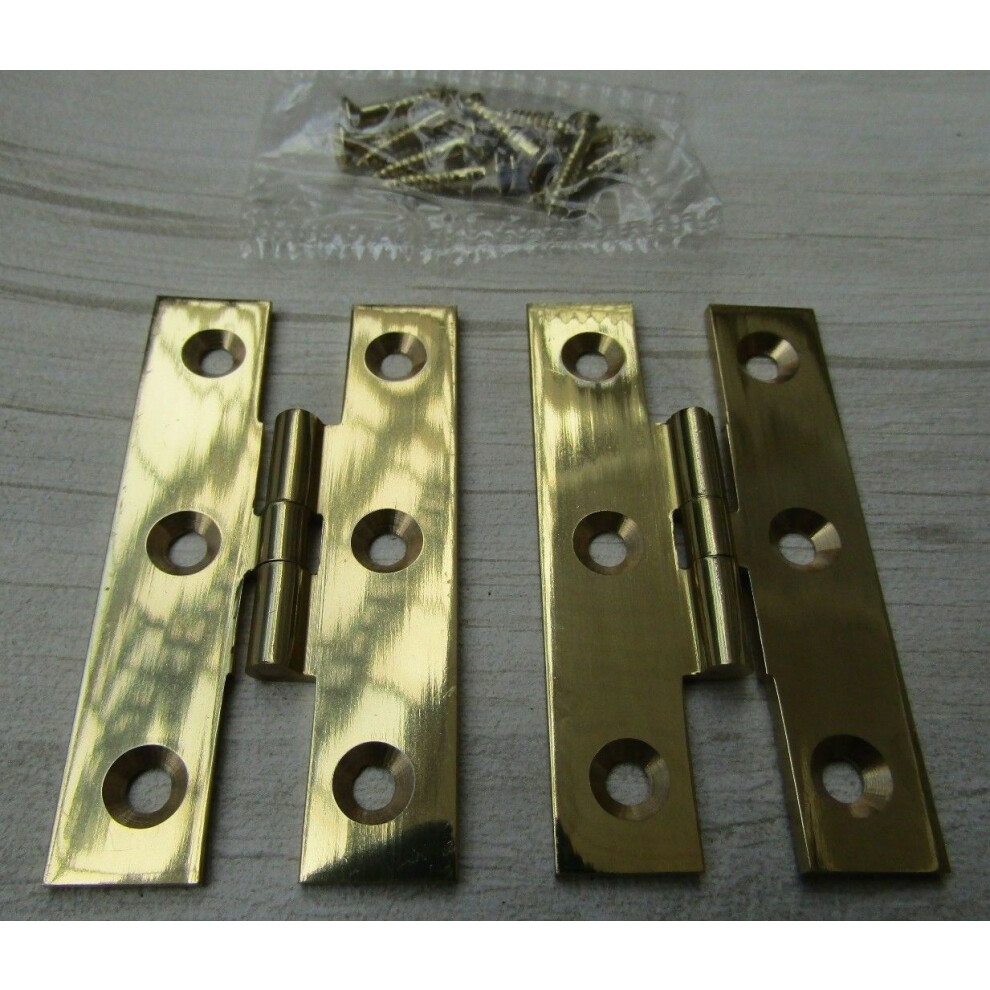 Pair Of H Hinges Polished Brass By Ironmongery World 5057067990817