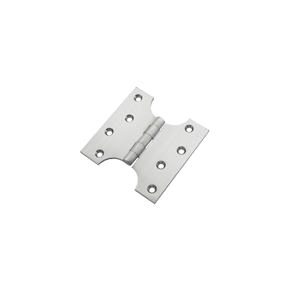Pair Of 4" Solid Brass Parliament Door Hinges Satin Chrome By Ironmongery World 5057067975500