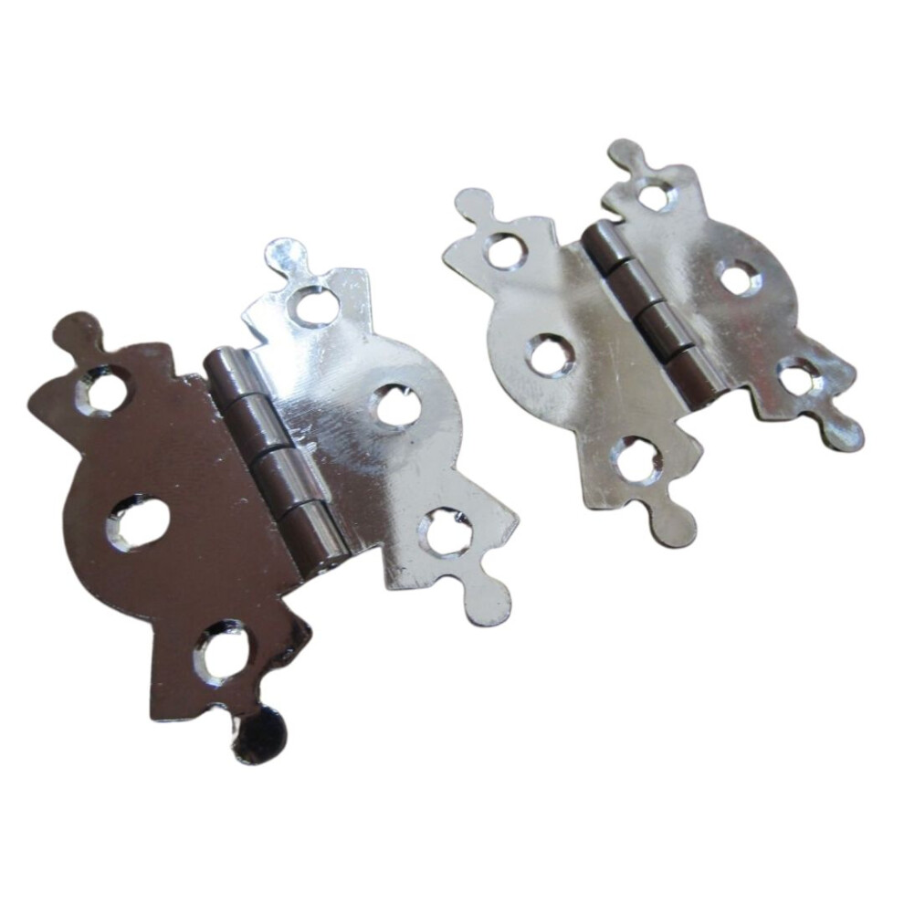 Pair Of Large Butterfly Butt Hinges Chrome Plated By Ironmongery World 5057067946104