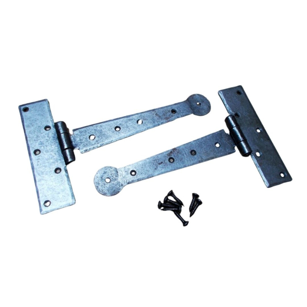 Pair Of Penny End Cabinet Hinge 8" Antique Iron By Ironmongery World 5057067956127