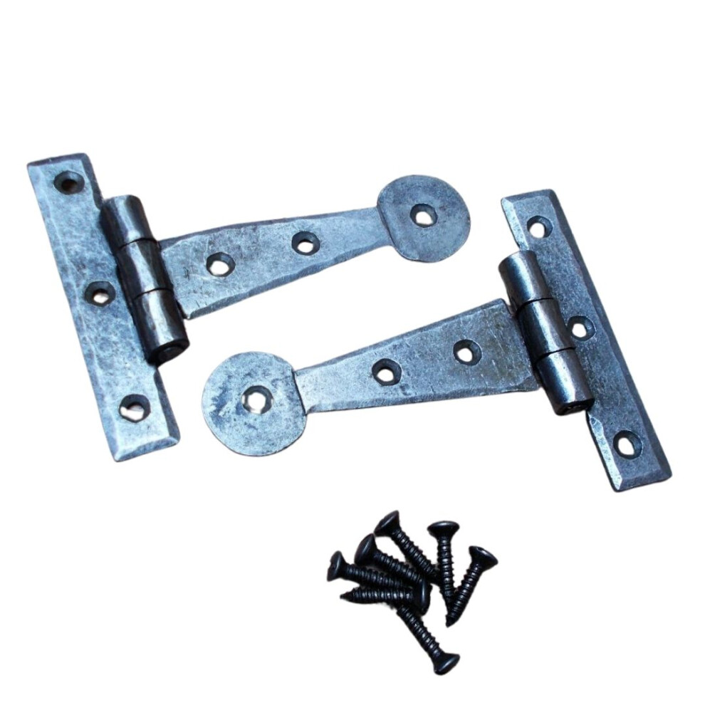 Pair Of Penny End Cabinet Hinge 6" Antique Iron By Ironmongery World 5057067954307