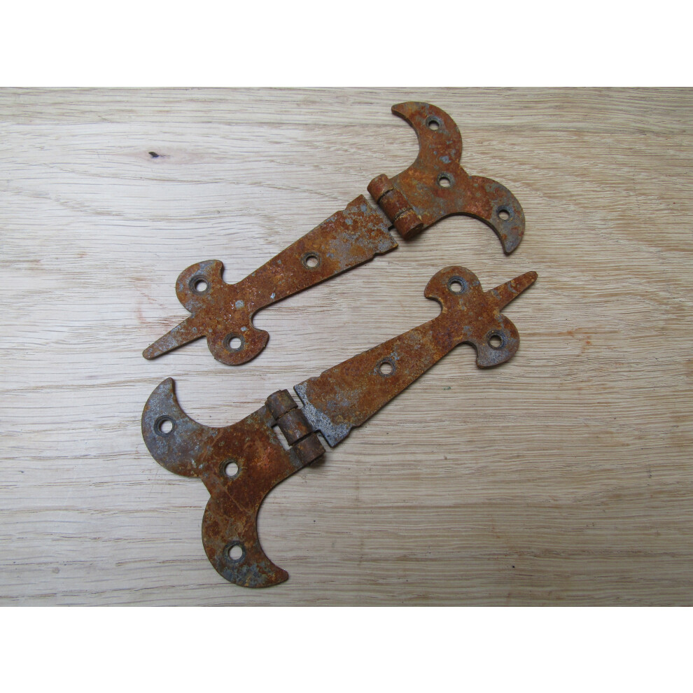Pair Of 6" Fleur De Lys Steel Hinges Rustic By Ironmongery World 5057067947002
