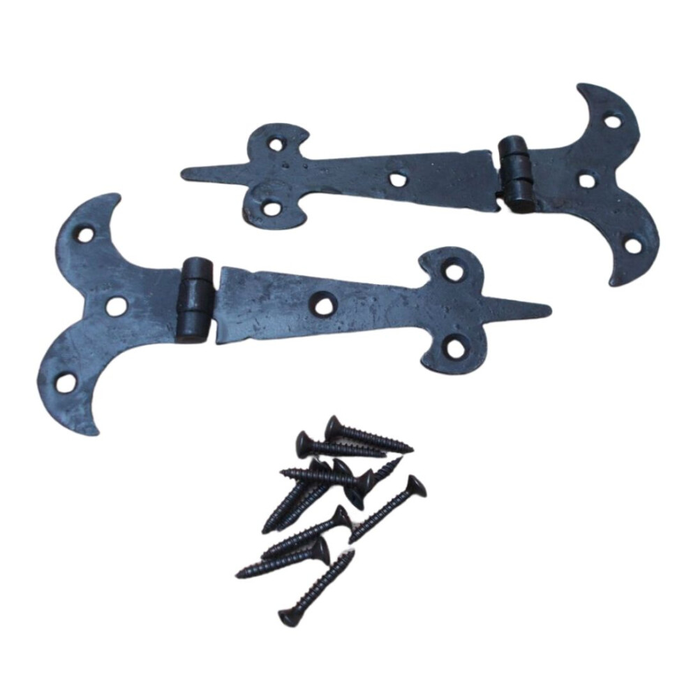 Pair Of 6" Fleur De Lys Steel Hinge Black By Ironmongery World 5057067946227