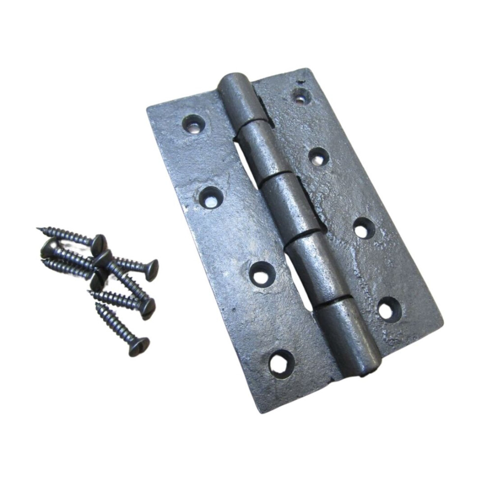 Pair Of 4" Plain Butt Hinges Antique Iron By Ironmongery World 5057067107086