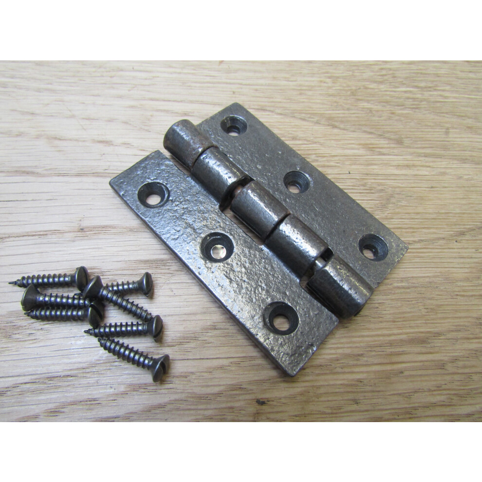 Pair Of 3" Plain Butt Hinges Antique Iron By Ironmongery World 5057067107079