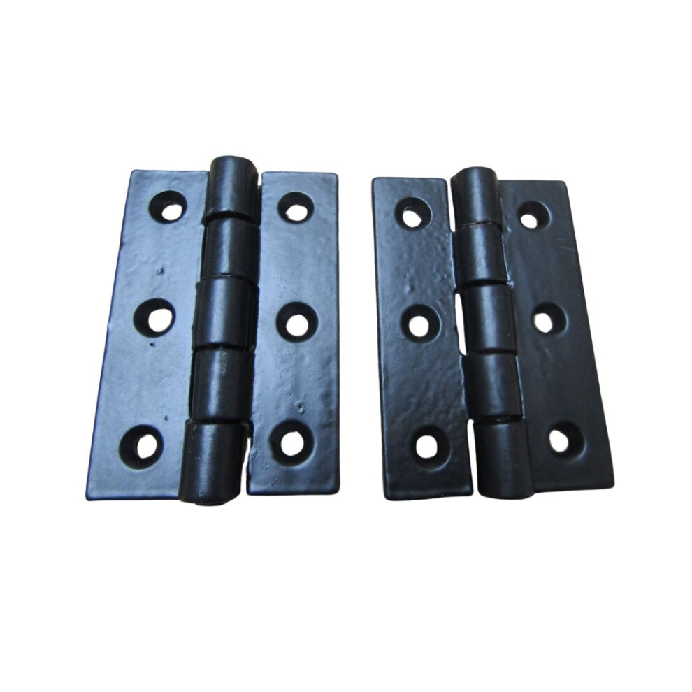 Pair Of 4" Cast Iron Plain Butt Hinge Black Antique By Ironmongery World 5057067922504