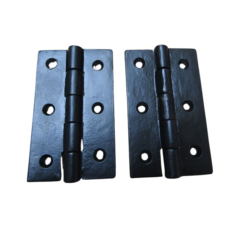 Pair Of 3" Cast Iron Plain Butt Hinge Black Antique By Ironmongery World 5057067922498
