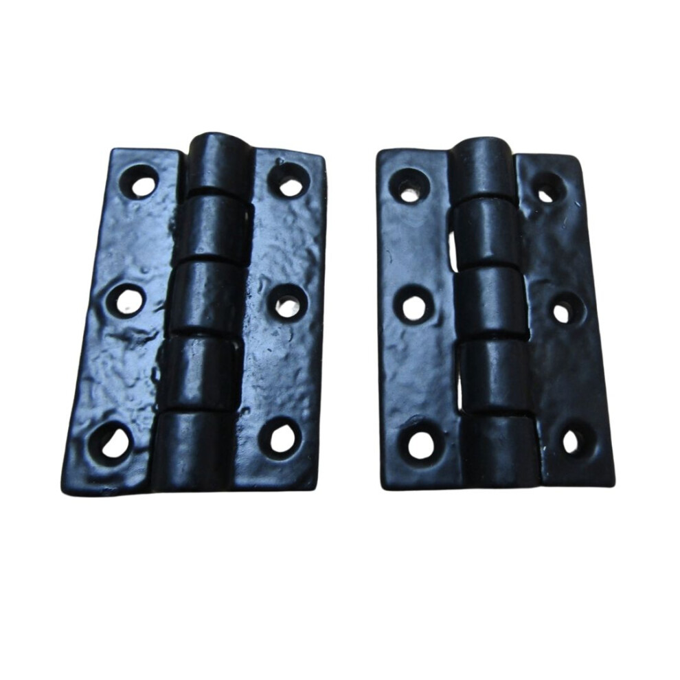 Pair Of 2.5" Cast Iron Plain Butt Hinge Black Antique By Ironmongery World 5057067922481