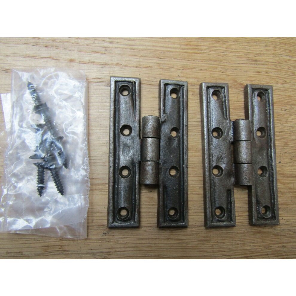 Pair Of Cast Iron Cabinet H Hinge 90Mm By Ironmongery World 5057067530945
