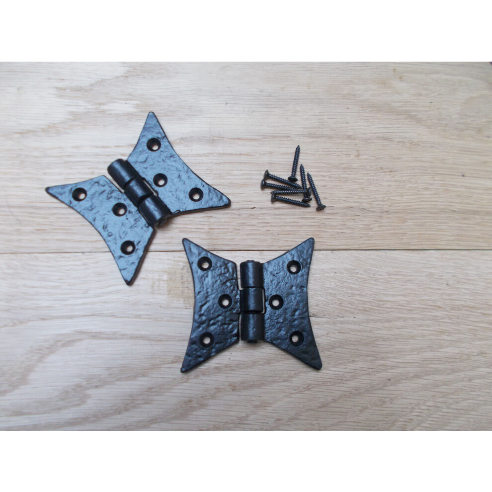 Cast Iron Gothic Cabinet Butt Hinges Black Antique By Ironmongery World 5057067002602