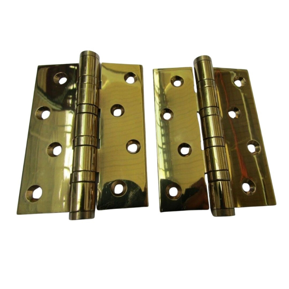 Pair Of 4" Polished Brass Door Butt Hinges By Ironmongery World 5057067959722