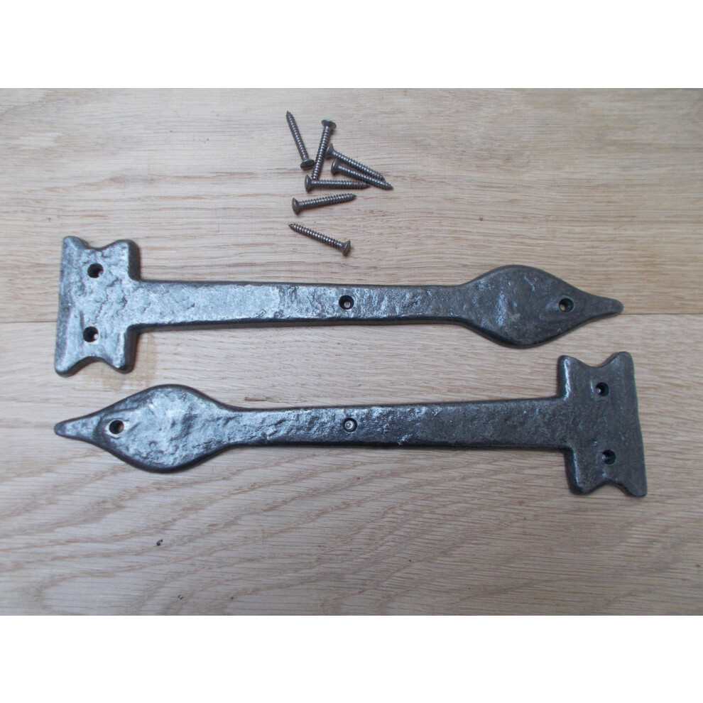 Pair Of Hinge Fronts Antique Iron 12" Leaf End By Ironmongery World 5057067565510