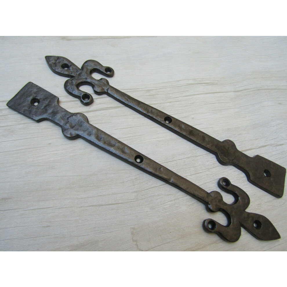 Pair Of Hinge Fronts Antique Iron 12" Fleur De Lys By Ironmongery World 5057067944100