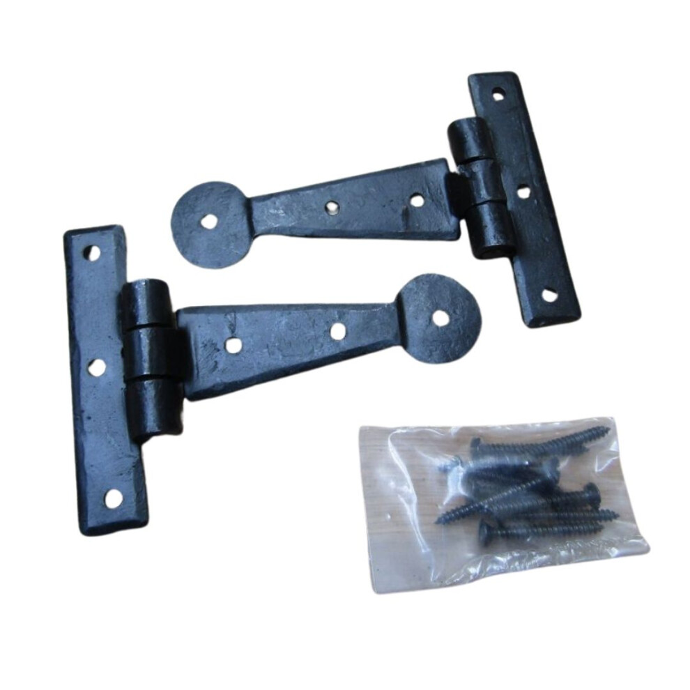 Pair Of Penny End Cabinet Hinges 4" Black Wax By Ironmongery World 5057067107567