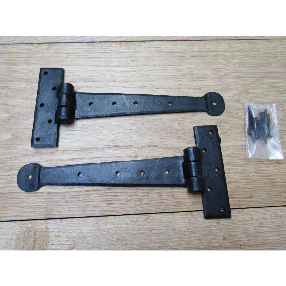 Pair Of Penny End Cabinet Hinges 8" Black Wax By Ironmongery World 5057067107512