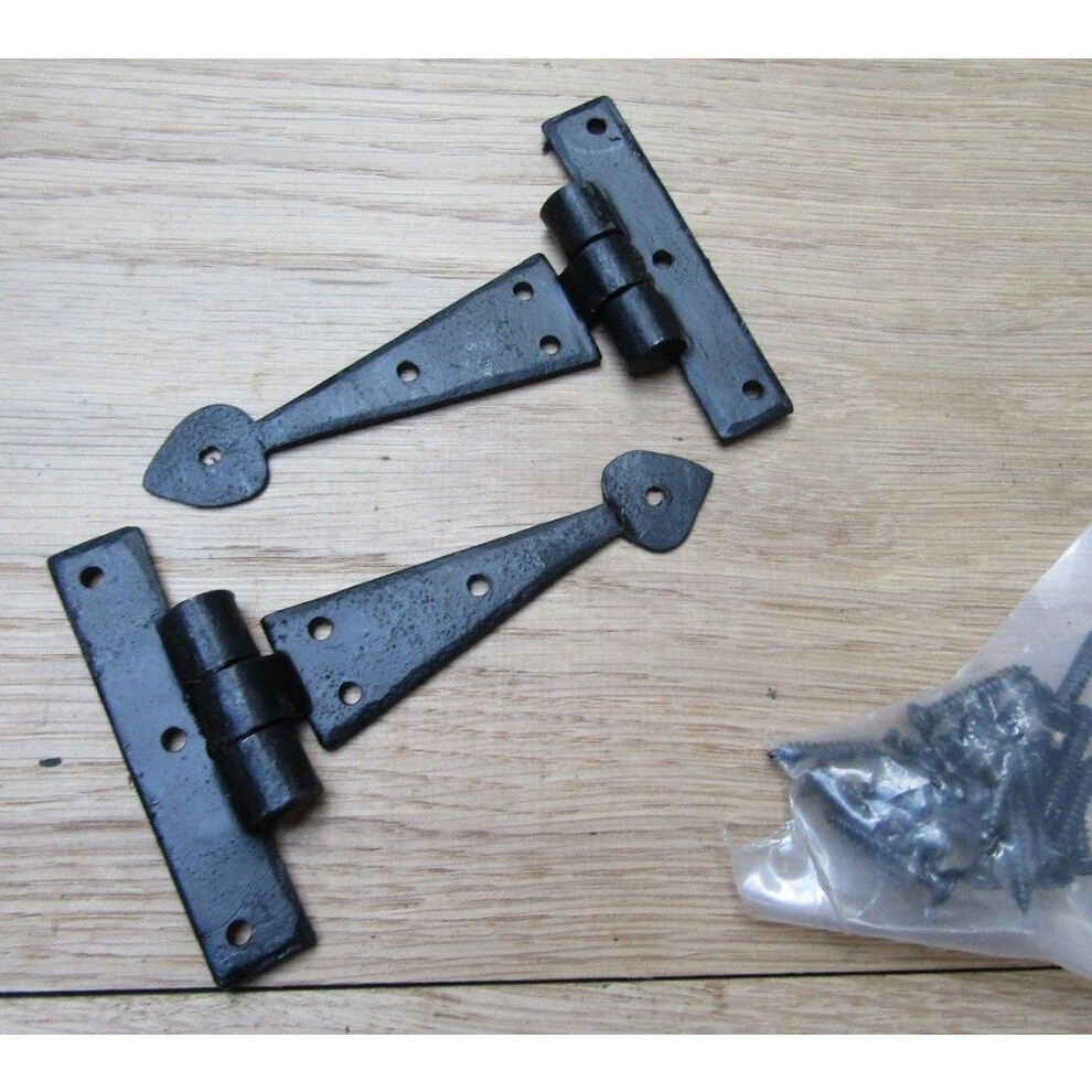 Pair Of 6" Spear Head Hinges Black Wax By Ironmongery World 5057067892753