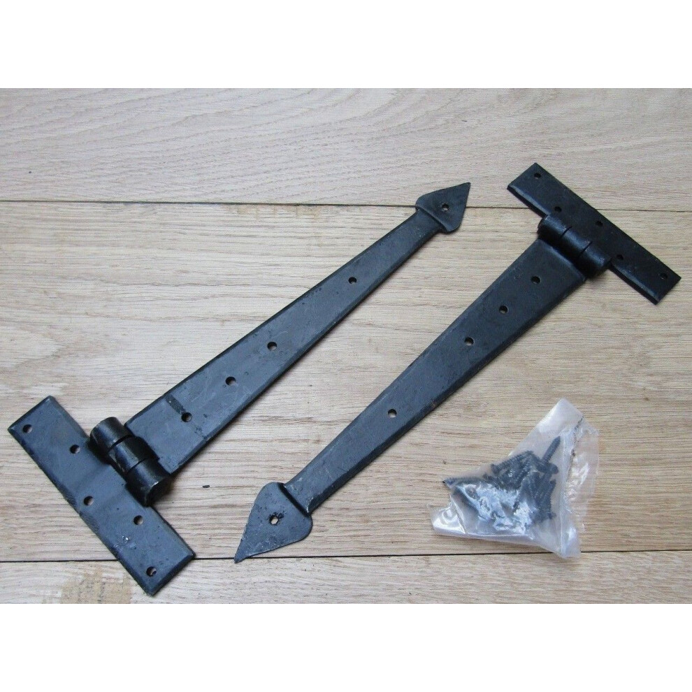 Pair Of 12" Spear Head Hinges Black Wax By Ironmongery World 5057067922337