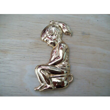 Steel Girl Weeing Door Sign Brass by Ironmongery World