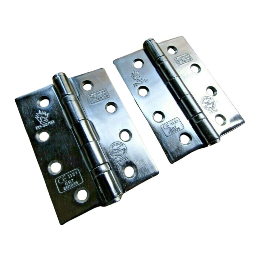 Pair Of Ce7 Fire Rated Butt Hinges Polished Chrome By Ironmongery World 5055979706717