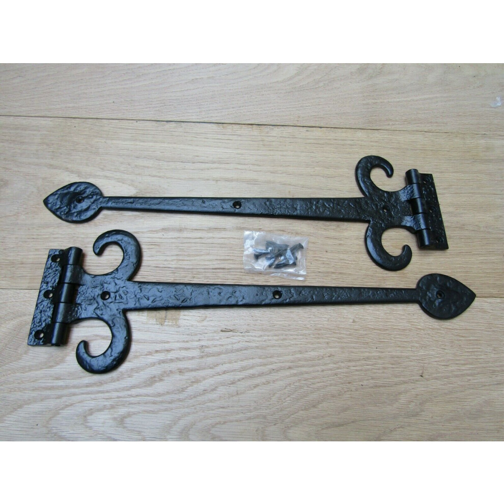 Pair Of 14" Spear Head With Curls Black Antique Hinges By Ironmongery World 5057067976286