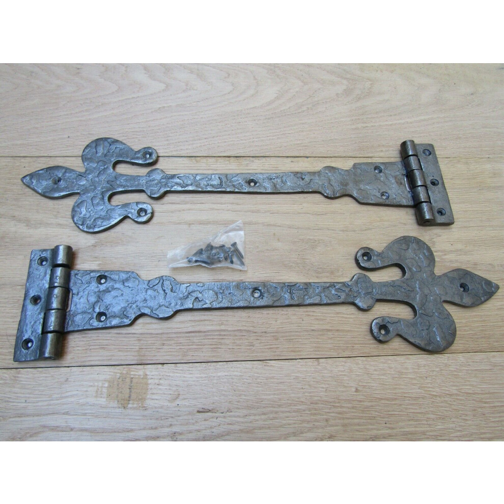 Pair Of 18" Fleur De Lys Hinges Antique Iron By Ironmongery World 5057067981440