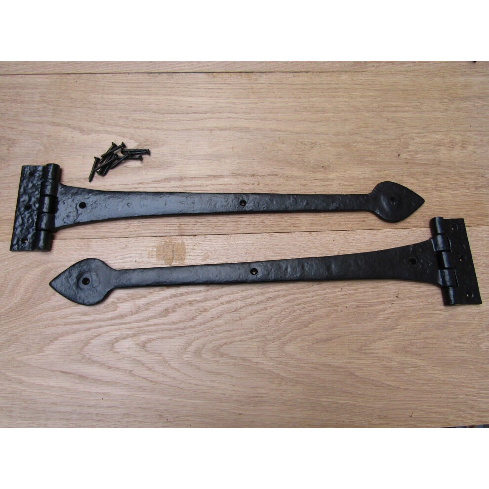 Pair Of Spear Head Cast Iron 18" Black Antique Hinges By Ironmongery World 5057067171032