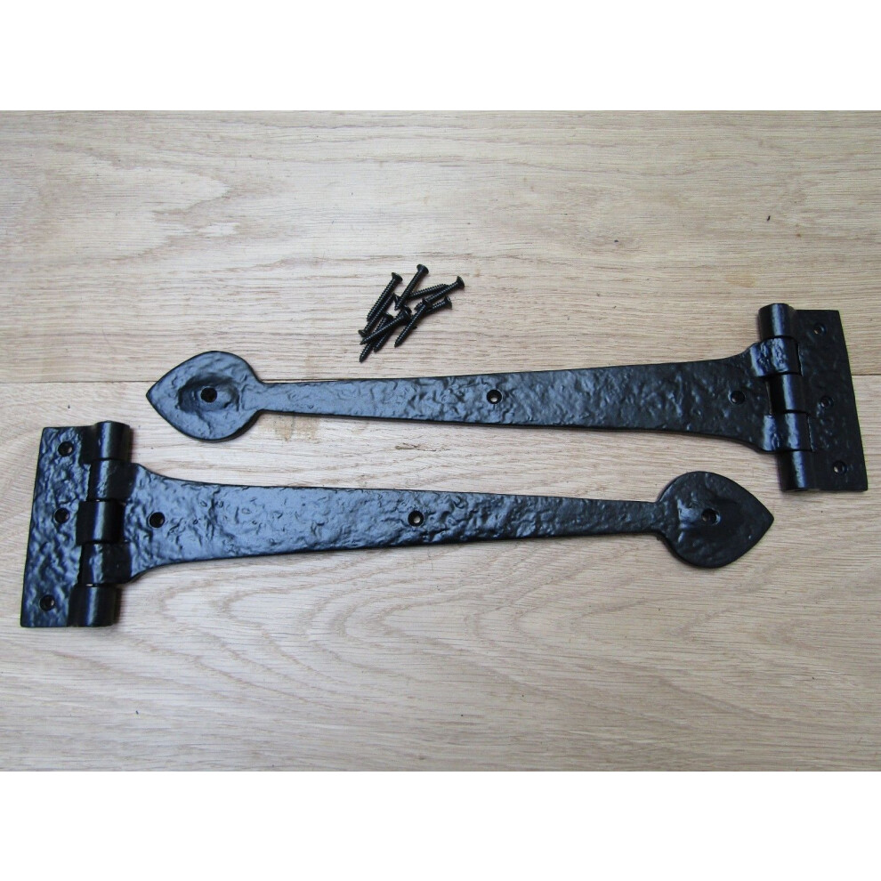 Pair Of Spear Head Cast Iron 15" Black Antique Hinges By Ironmongery World 5057067154165