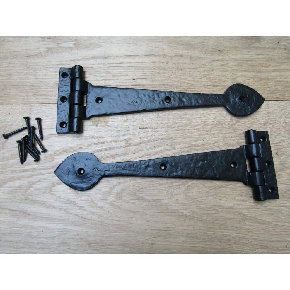 Pair Of Spear Head Cast Iron 12" Black Antique Hinges By Ironmongery World 5057067900373