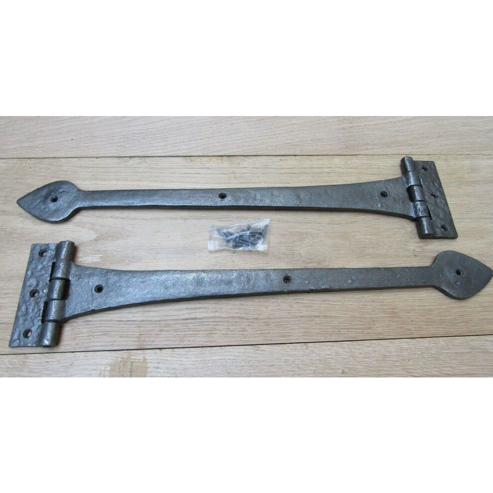 Pair Of 18" Spear Head Cast Iron Hinges Antique Iron By Ironmongery World 5057067900113