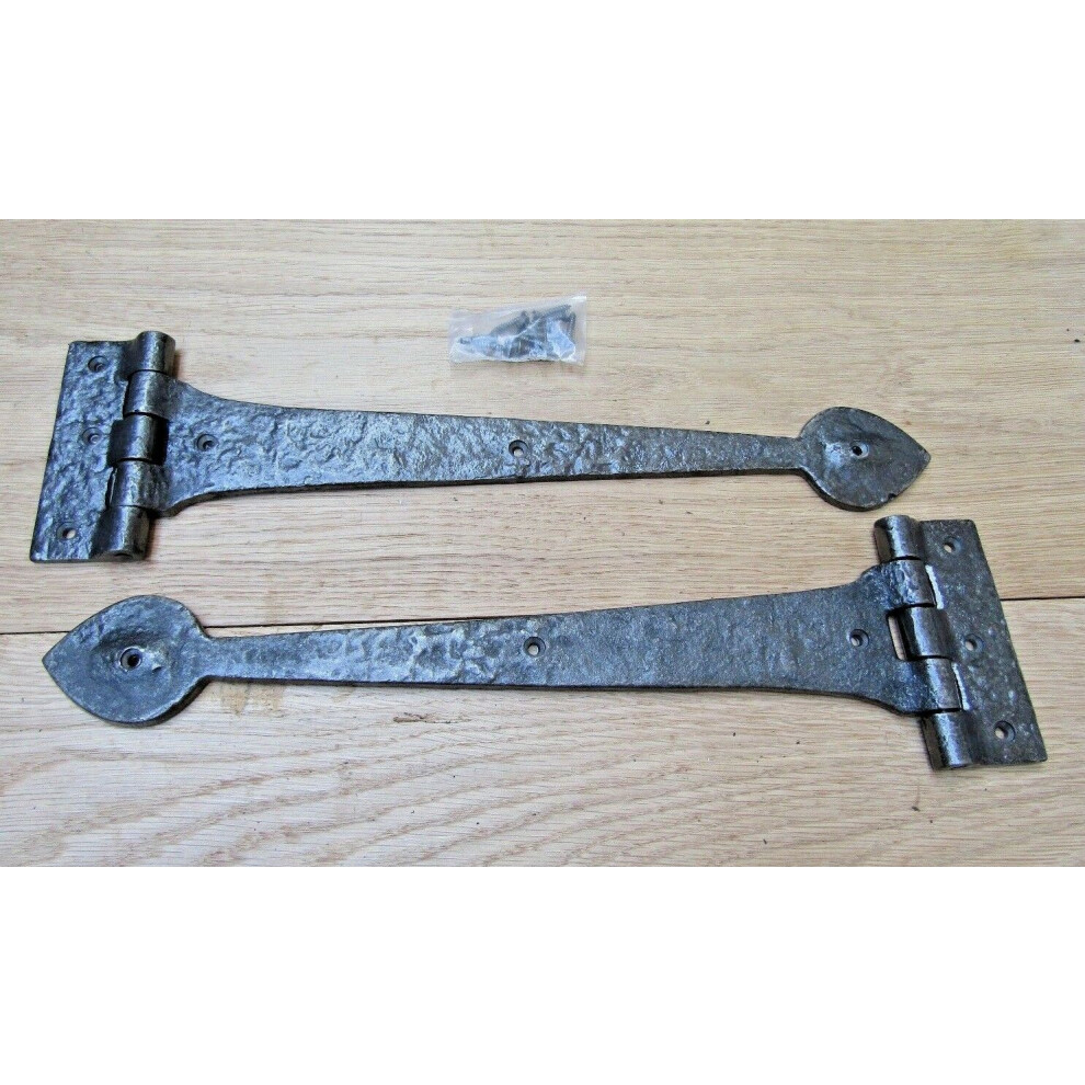 Pair Of 15" Spear Head Cast Iron Hinges Antique Iron By Ironmongery World 5057067565312