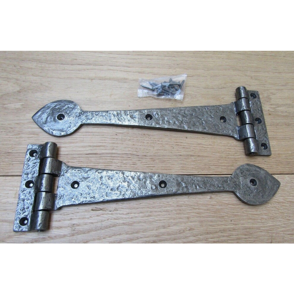 Pair Of 12" Spear Head Cast Iron Hinges Antique Iron By Ironmongery World 5057067565305