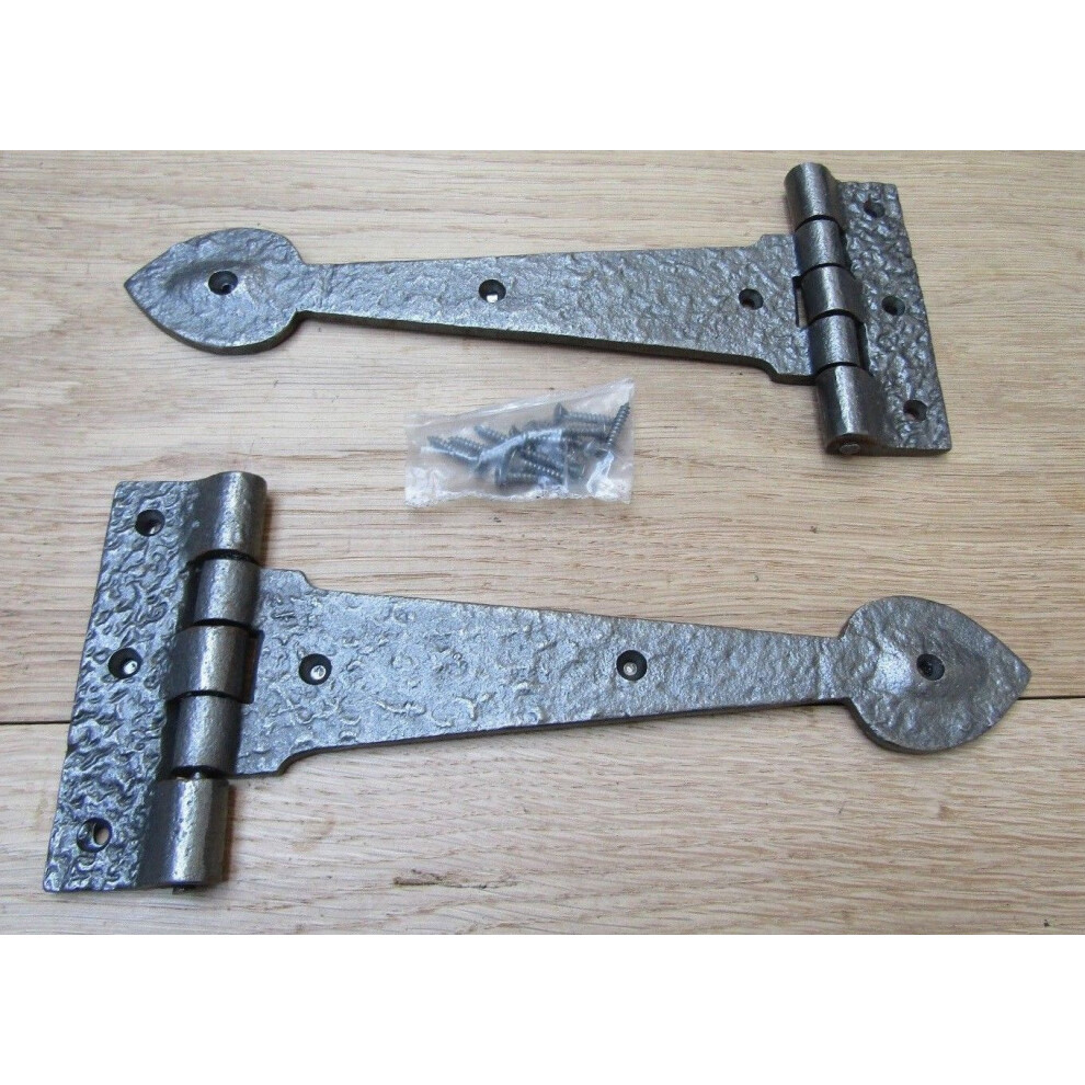 Pair Of 9" Spear Head Cast Iron Hinges Antique Iron By Ironmongery World 5057067906146