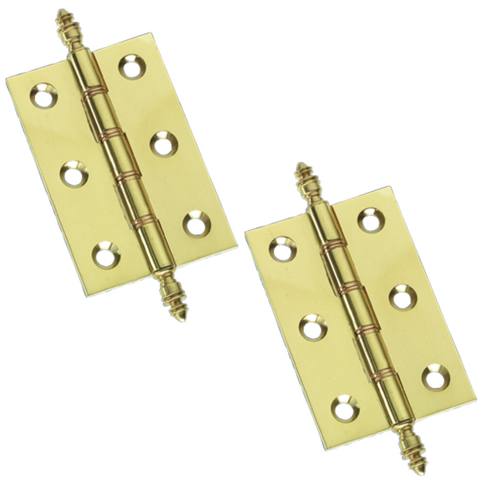 3" Pair Of Brass Finial Hinges By Ironmongery World 5057067949990