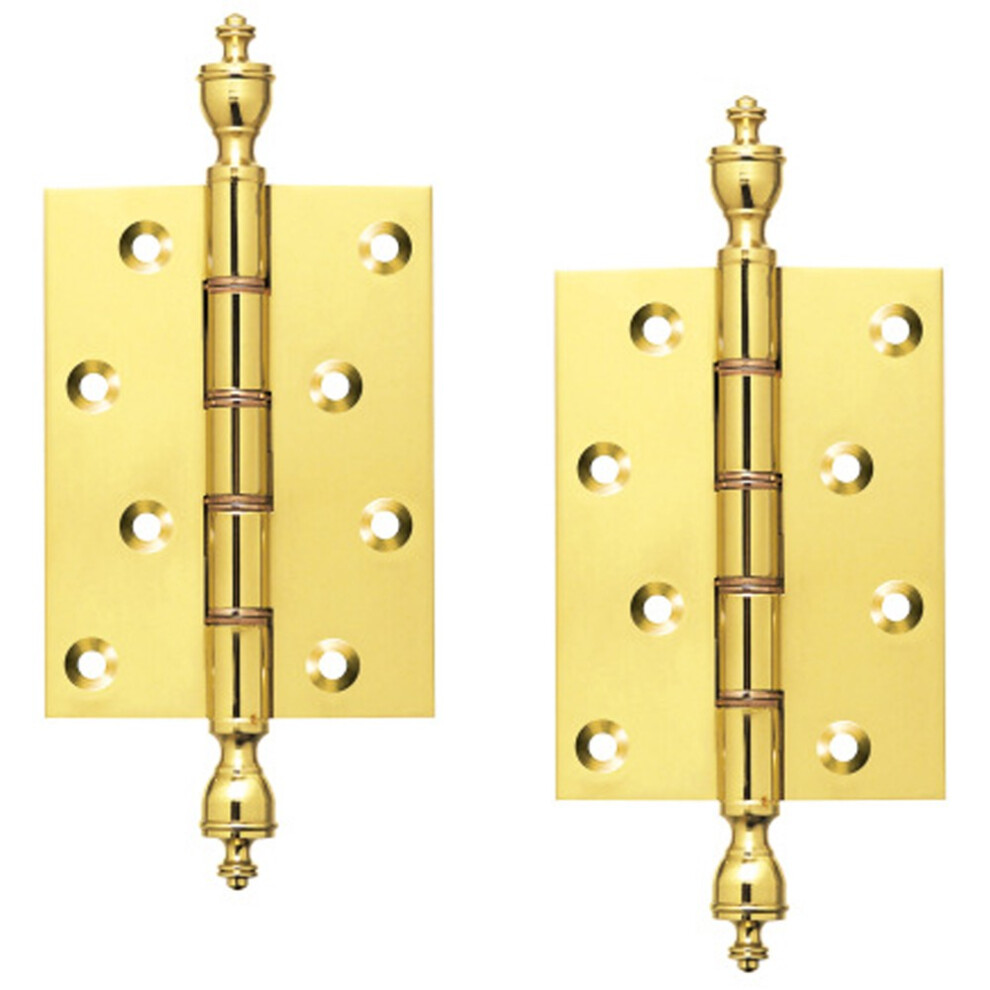 4" Pair Of Brass Finial Hinges By Ironmongery World 5057067950002