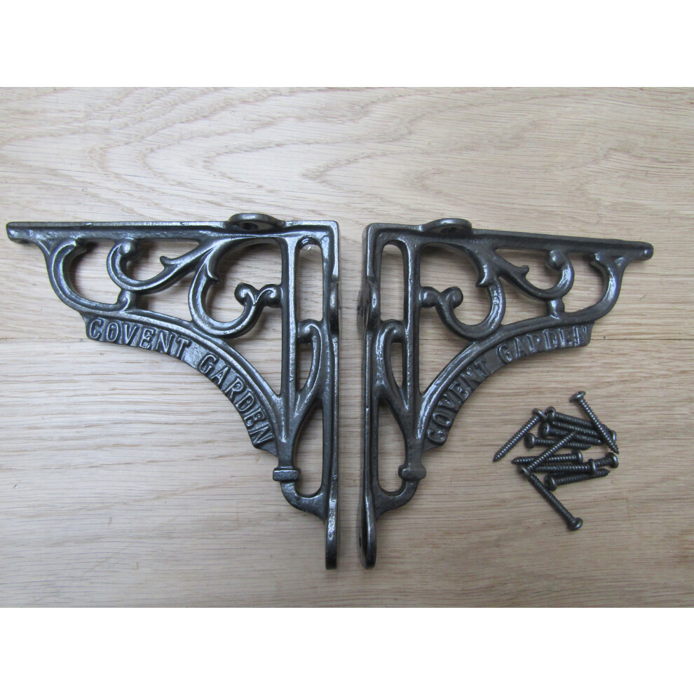 Pair Of 6" Covent Garden Shelf Brackets Antique Iron By Ironmongery World 5057067337513