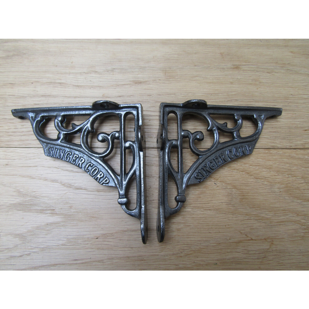 Pair Of 6" Singer Corp Shelf Brackets Antique Iron By Ironmongery World 5057067955724