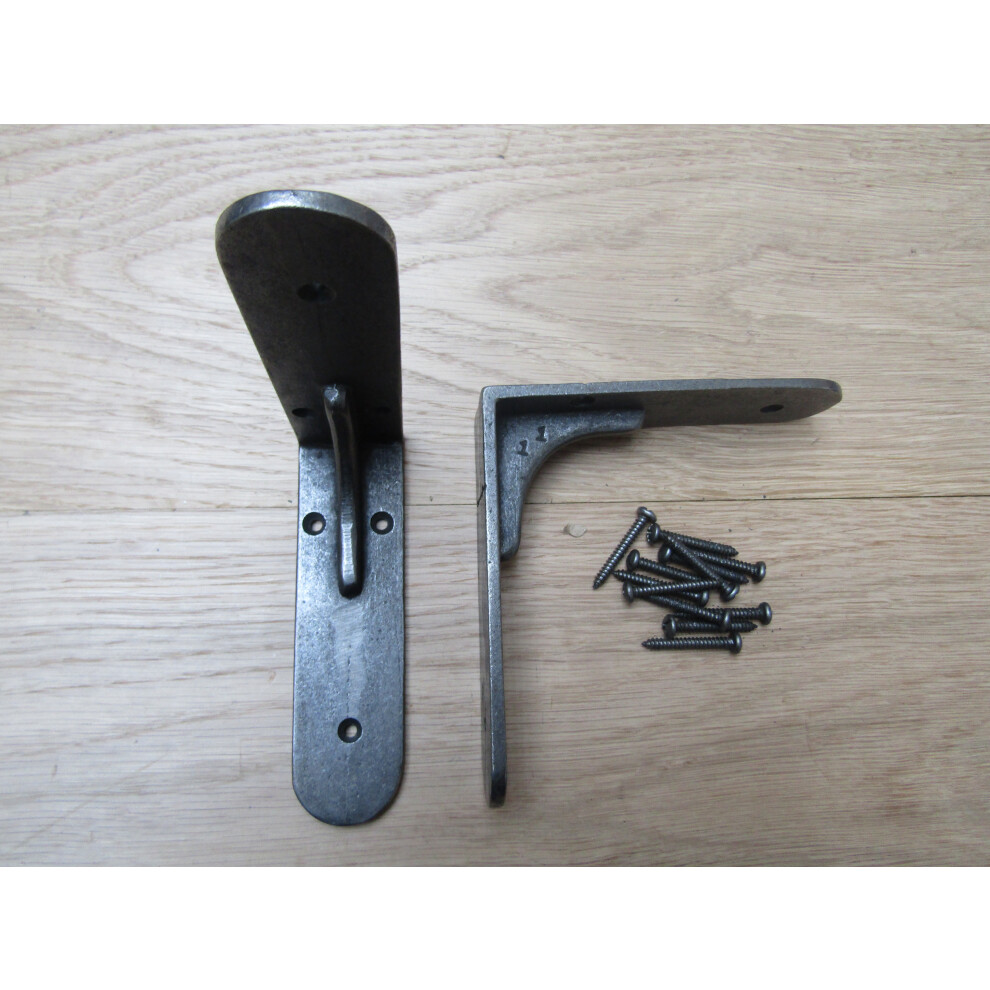 Pair Of Sheffield Shelf Brackets Antique Iron 5" By Ironmongery World 5057067923778