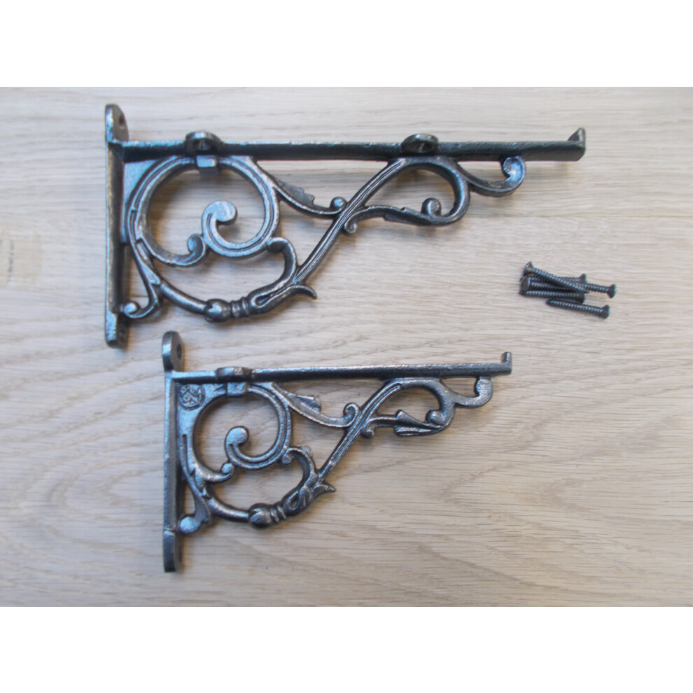 Pair Of Small Lipped Shelf Brackets Antique Iron By Ironmongery World 5057067900281