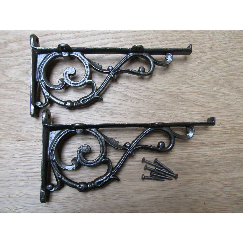 Pair Of Large Lipped Shelf Brackets Antique Iron By Ironmongery World 5057067900328