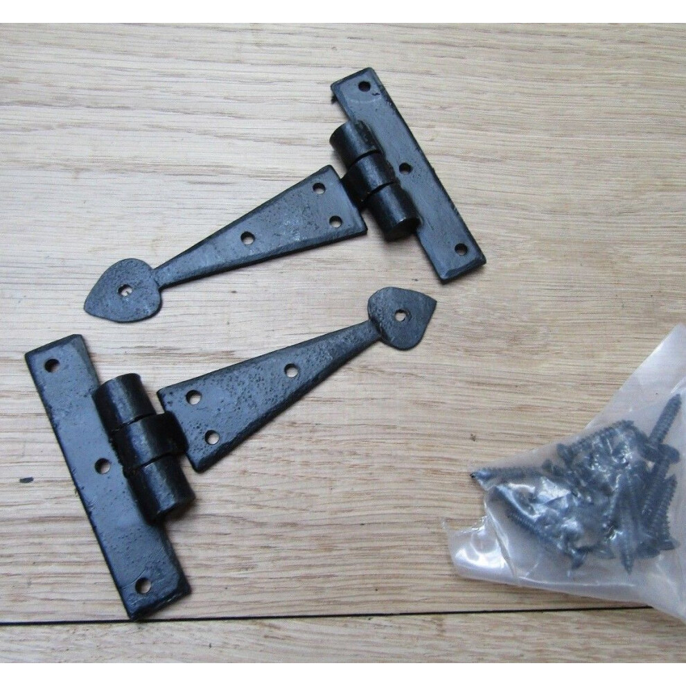 Pair Of 4" Spear Head Hinges Black Wax By Ironmongery World 5057067963521