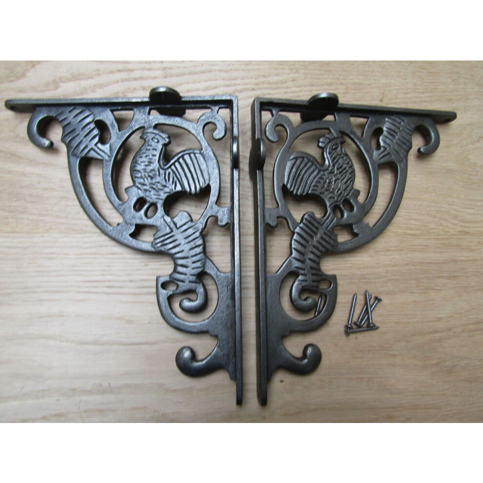 Pair Of Cockerel Shelf Brackets Antique Iron By Ironmongery World 5057067912406