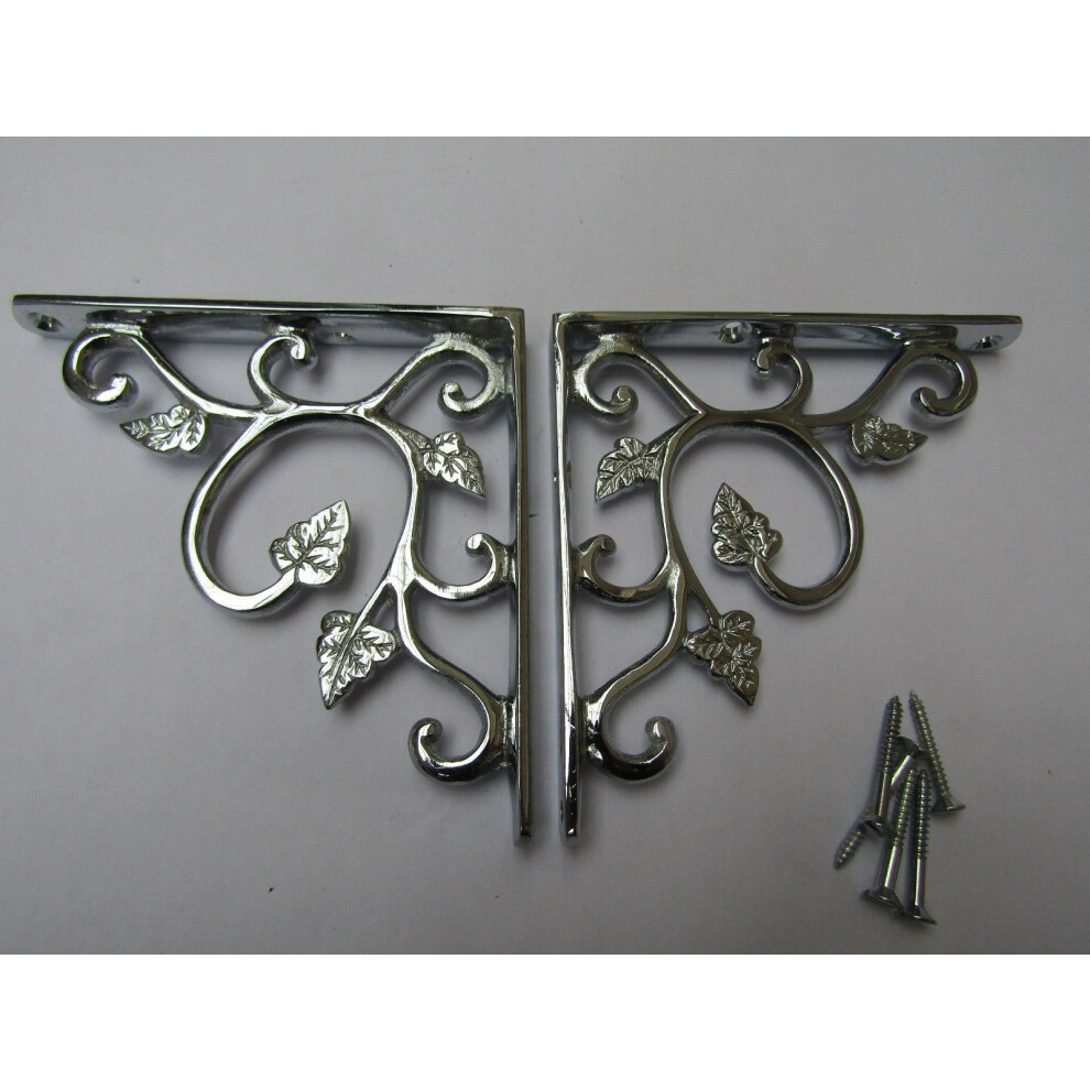 Pair Of Small Leaf Shelf Brackets Polished Chrome By Ironmongery World 5057067532185