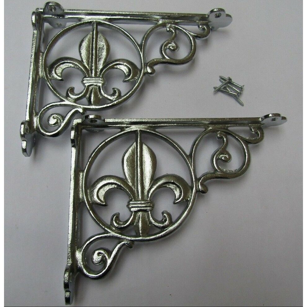 Pair Of Fleur De Lys Shelf Brackets Chrome By Ironmongery World 5057067900441