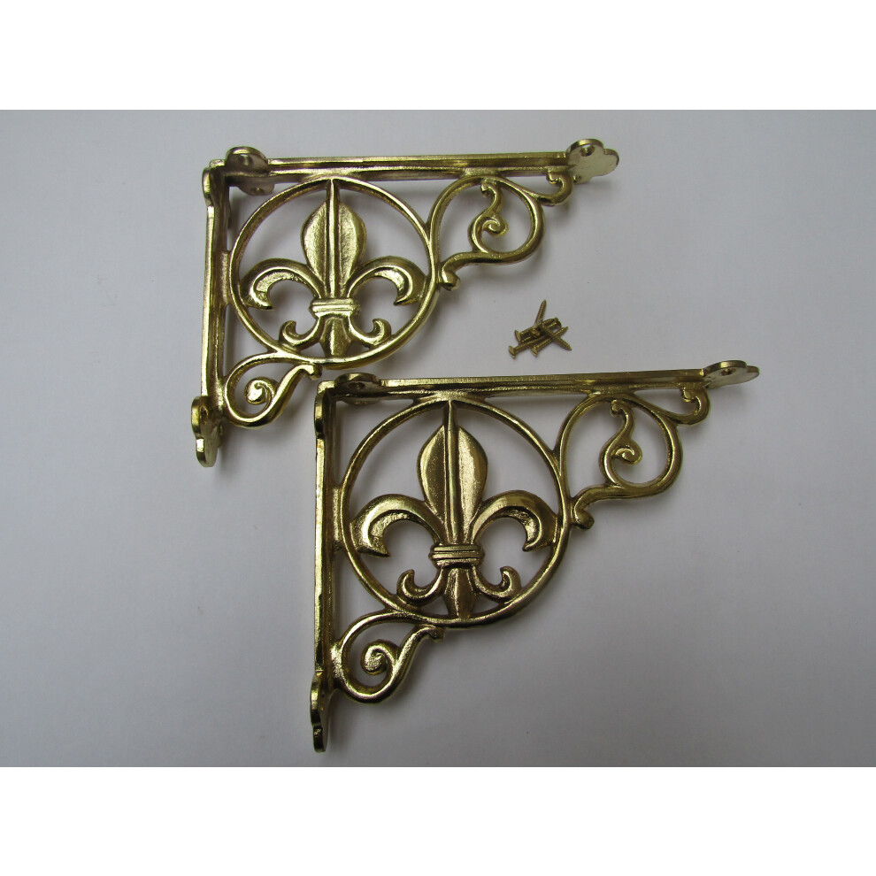 Pair Of Fleur De Lys Shelf Brackets Brass By Ironmongery World 5057067947514