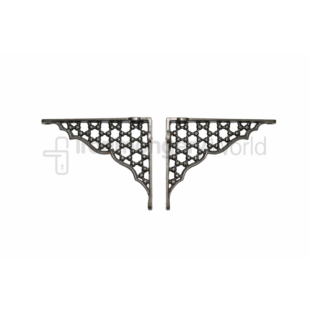 Pair Of 6" Jali Lattice Shelf Bracket Antique Iron By Ironmongery World 5057067910334