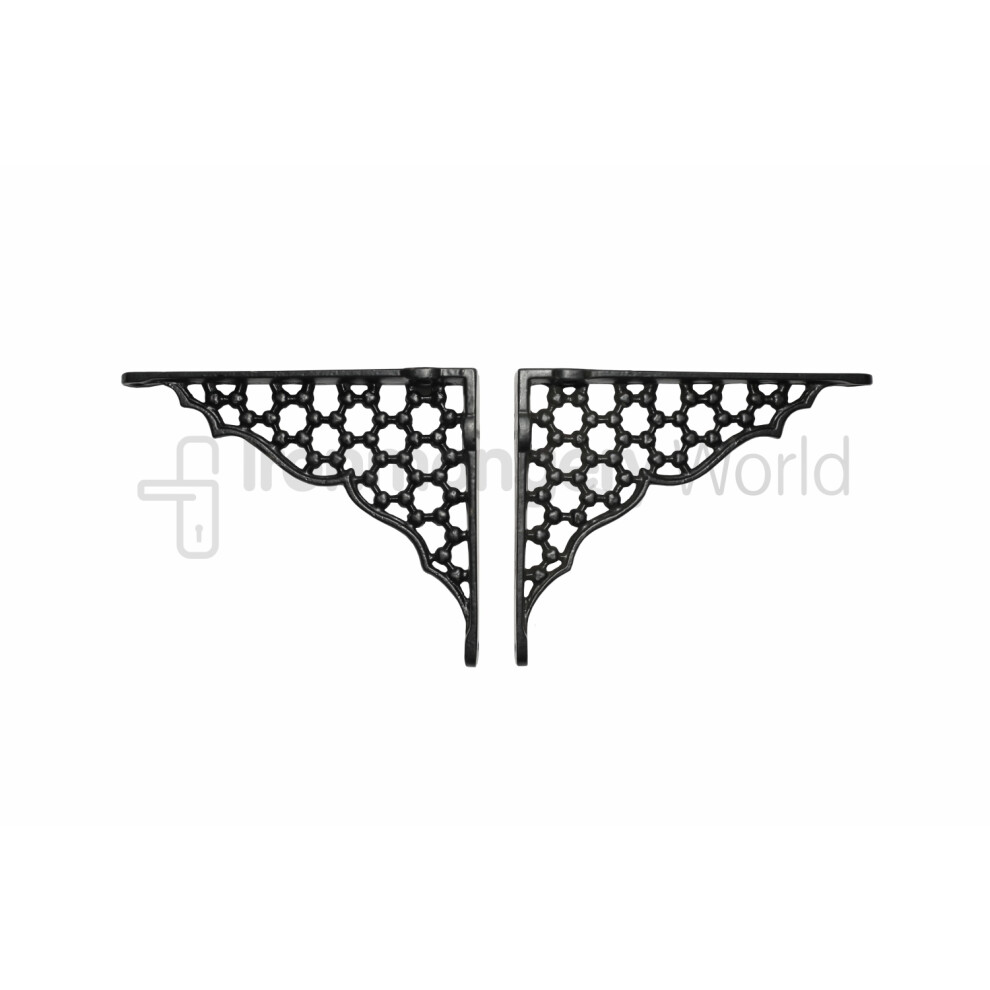 Pair Of 6" Jali Lattice Shelf Bracket Black Antique By Ironmongery World 5057067920364