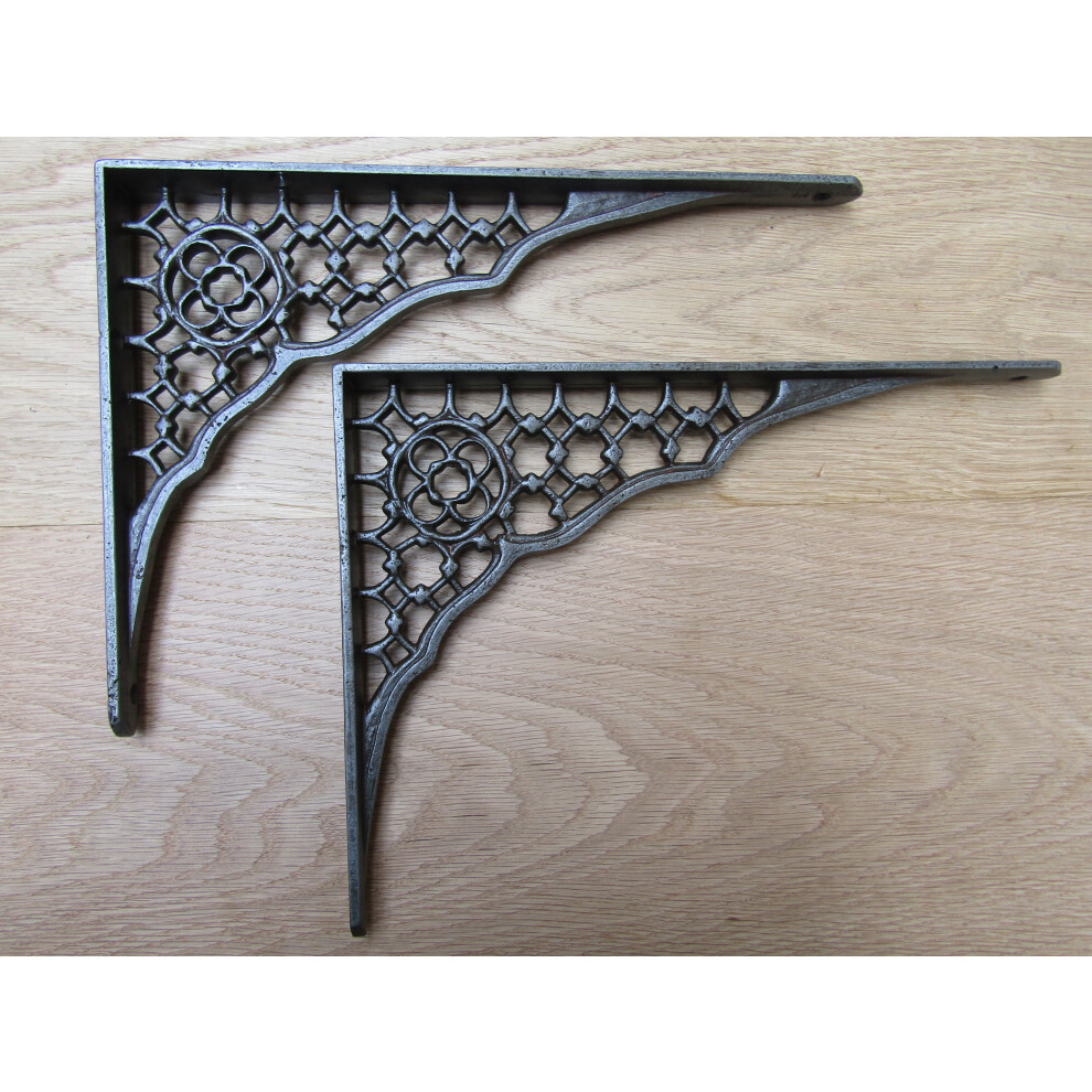 Pair Of 12" Lattice Shelf Brackets Antique Iron By Ironmongery World 5057067921170
