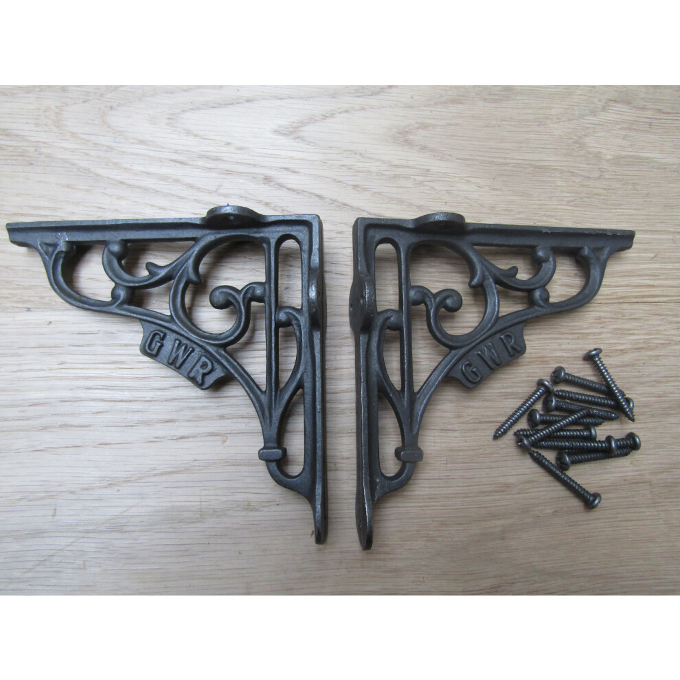 Pair Of Gwr Shelf Brackets Antique Iron 5" By Ironmongery World 5057067901158