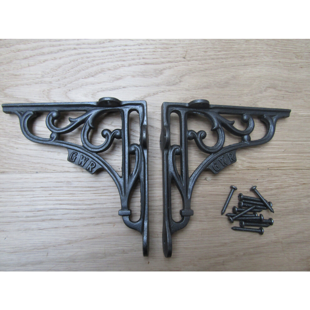 Pair Of 8" Gwr Shelf Brackets Antique Iron By Ironmongery World 5057067915292